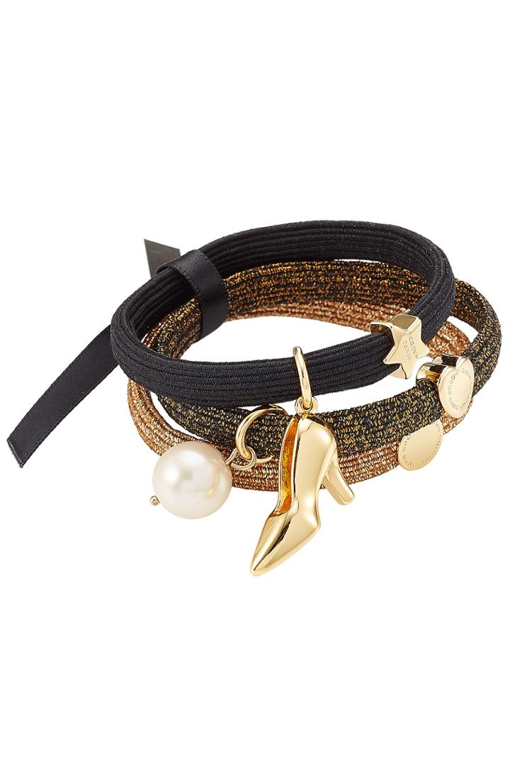 Marc Jacobs Marc Jacobs Logo Charm Hair Ties - Black