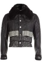 Dsquared2 Denim Jacket With Leather, Wool And A Fur Collar