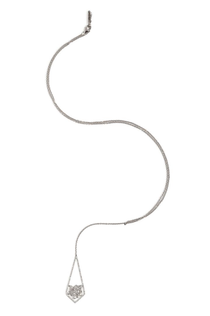 Susan Foster Susan Foster 18k White Gold Necklace With Rose Cut Diamond Dagger - Silver