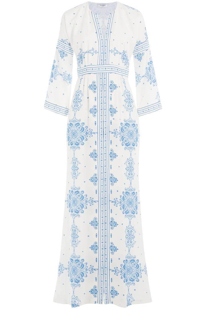 Vilshenko Vilshenko Embroidered Silk Maxi Dress - White