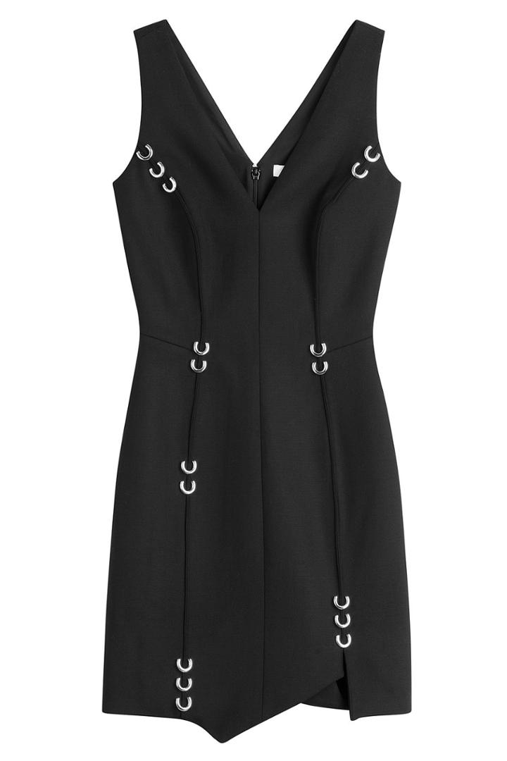 Mugler Mugler Stretch Wool Dress With Piercing Embellishment
