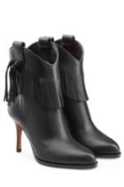 Valentino Valentino Leather Boots With Fringe - Black