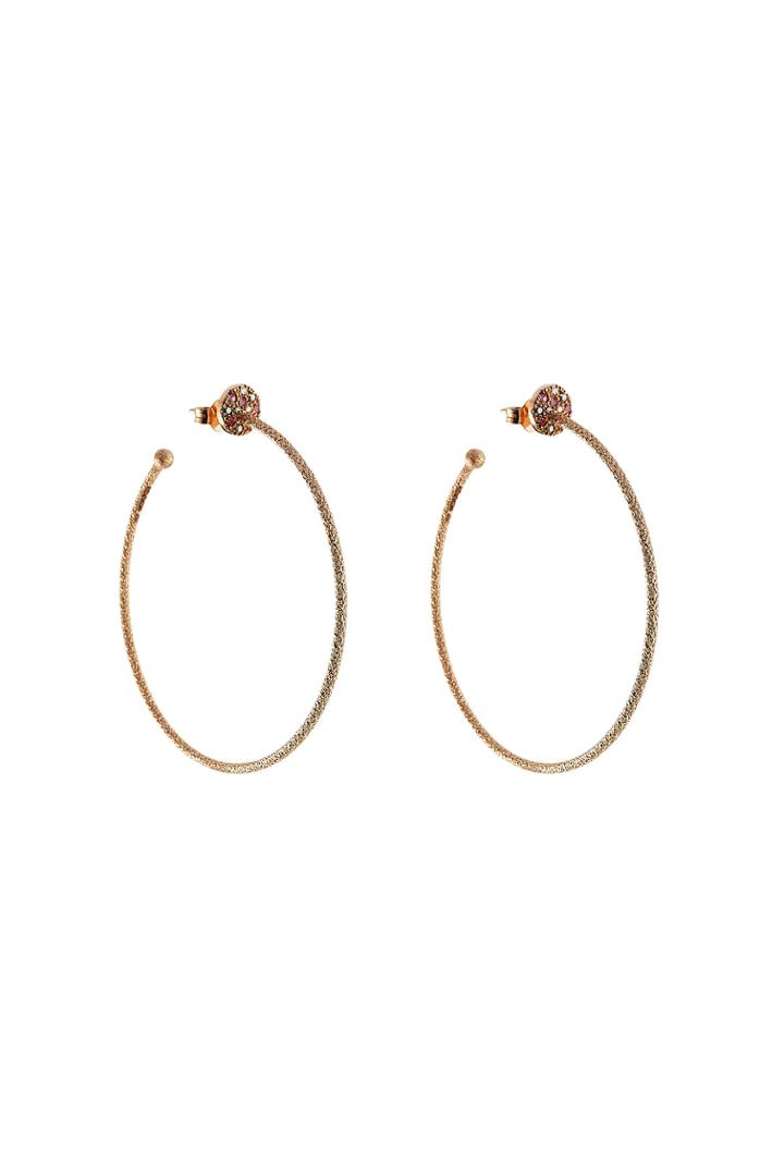 Carolina Bucci Carolina Bucci 18 Carat Rose Gold Hoop Earrings With Diamonds - Pink