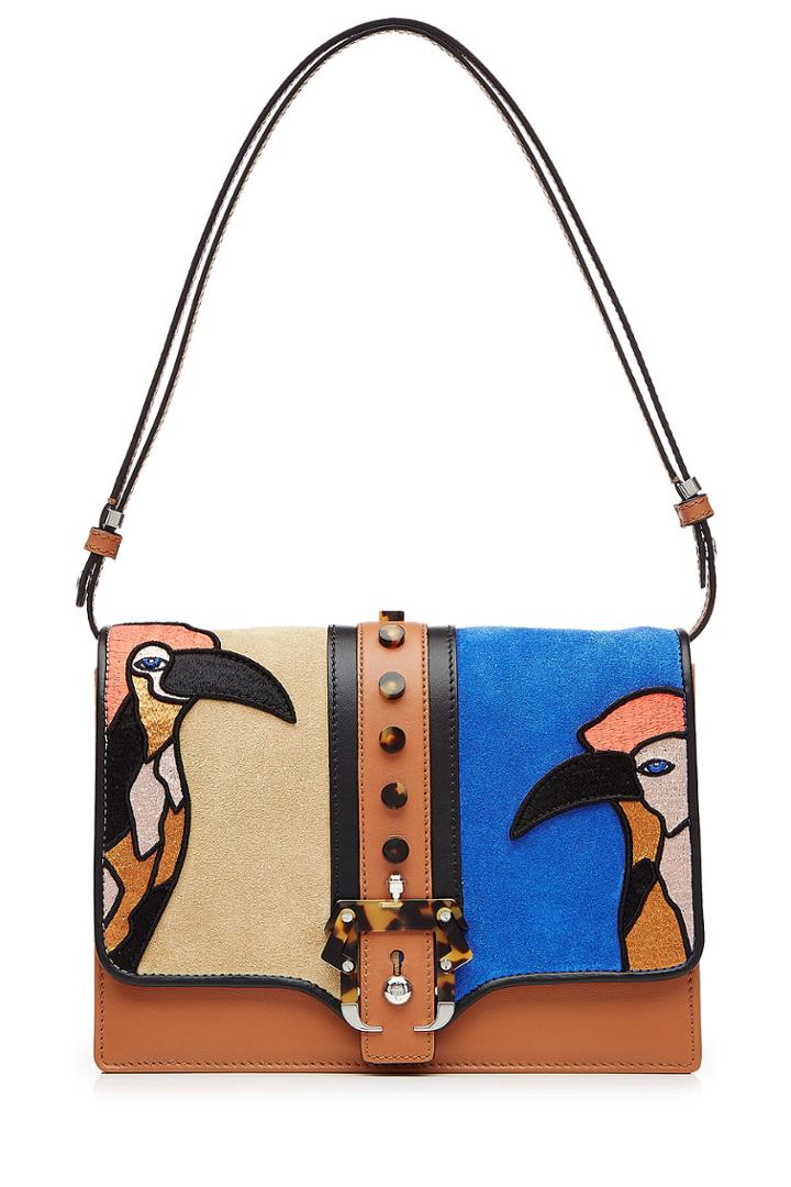 Paula Cademartori Paula Cademartori Embellished Leather And Suede Shoulder Bag - Multicolor