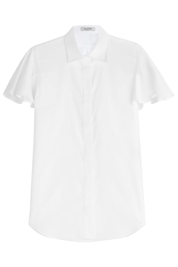Valentino Valentino Cotton Blouse With Ruffled Sleeves