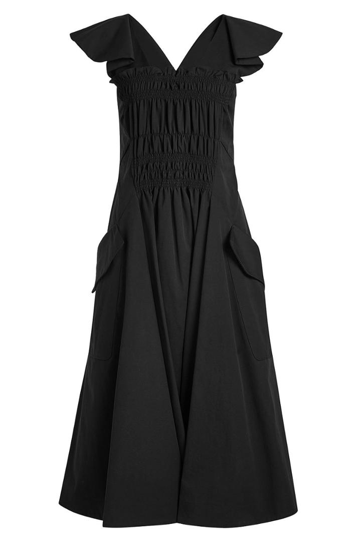 Carven Carven Ruched Front Cotton Dress