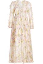 Zimmermann Zimmermann Printed Silk Chiffon Dress With Crochet