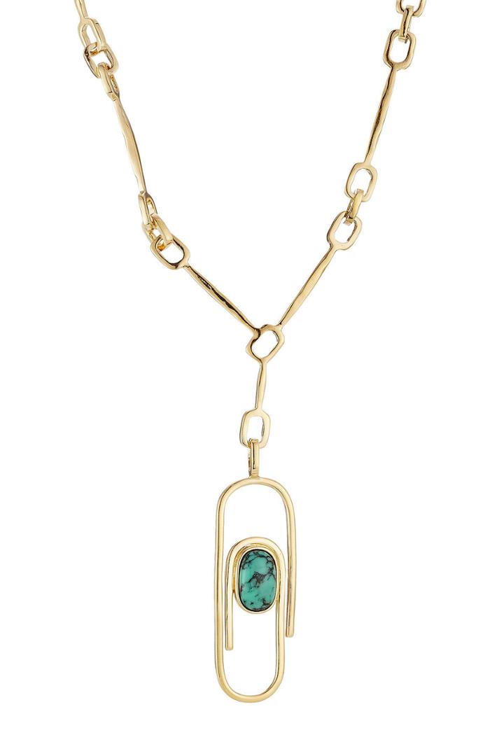 Aur Lie Bidermann Aur Lie Bidermann Angelica 18kt Gold Plated Necklace With Turquoise
