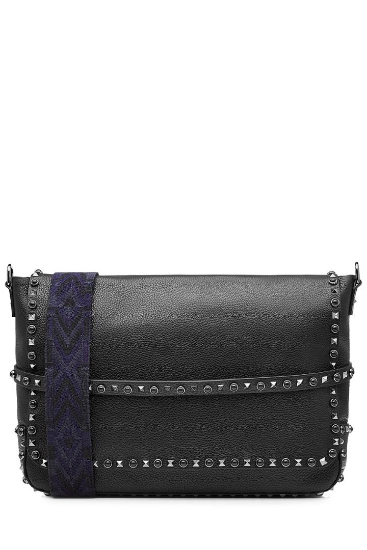 Valentino Valentino Rolling Rockstud Embellished Leather Messenger Bag