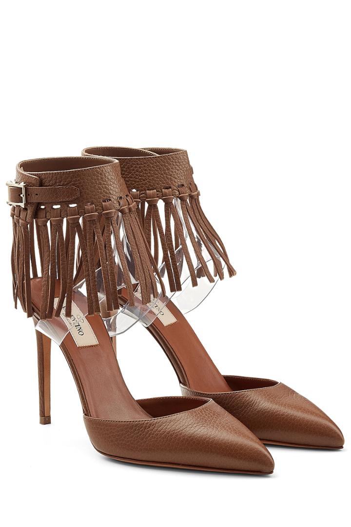 Valentino Valentino C Rockee Leather Pumps - Brown
