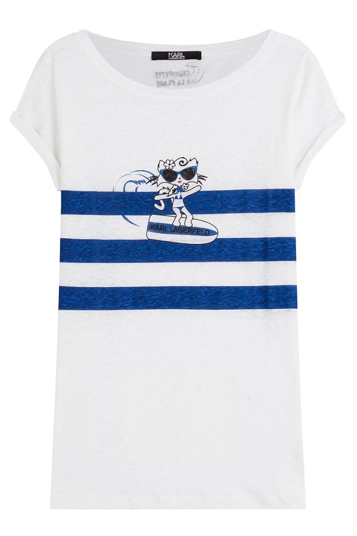 Karl Lagerfeld Karl Lagerfeld Choupette On The Beach Linen T-shirt