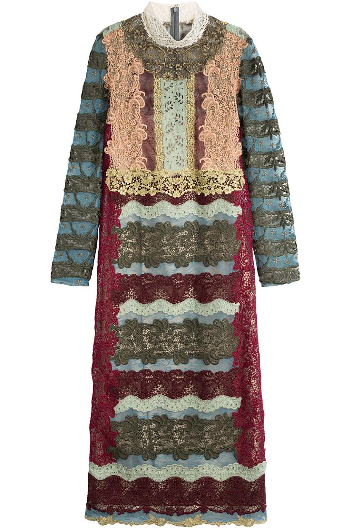 Valentino Valentino Lace Dress With Silk - Multicolor