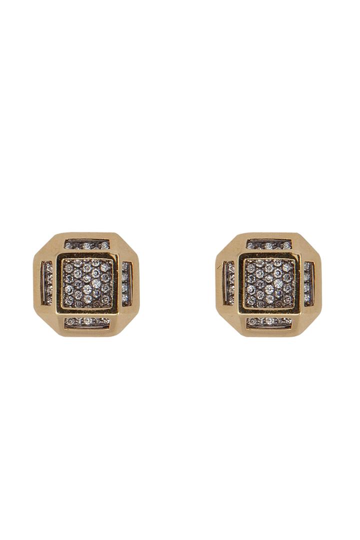 Noor Fares Noor Fares 18kt Gold Cube Cage Earrings With Diamonds