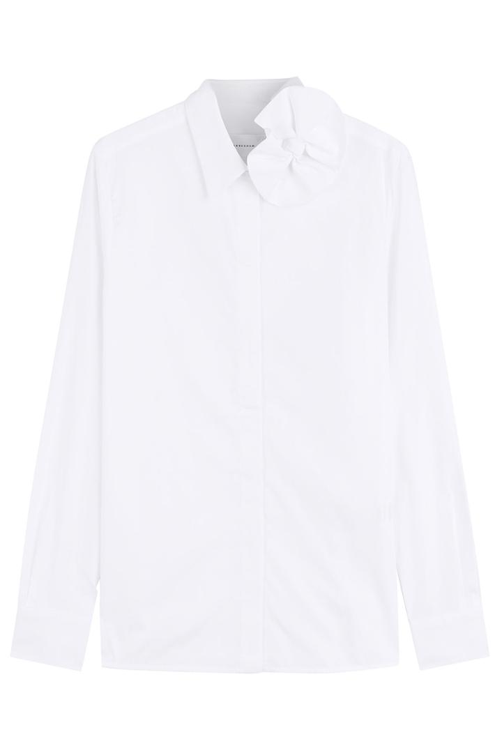 Victoria, Victoria Beckham Victoria, Victoria Beckham Cotton Poplin Single Bow Shirt - White