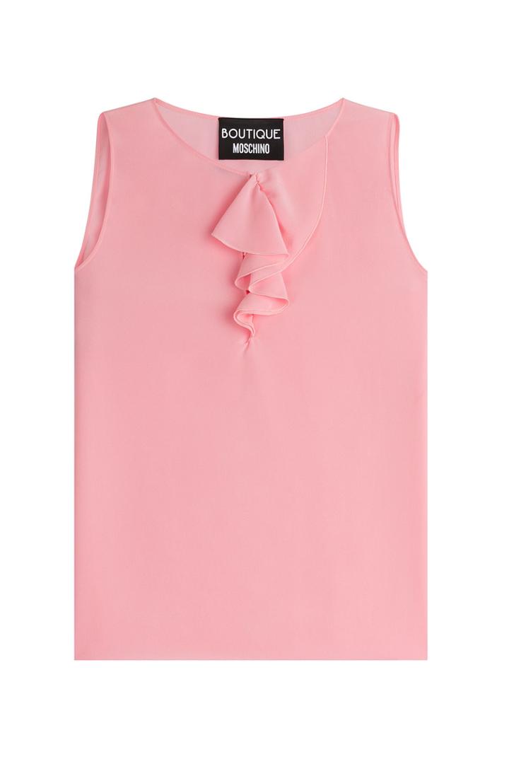 Boutique Moschino Boutique Moschino Silk Blouse With Ruffled Front - Rose