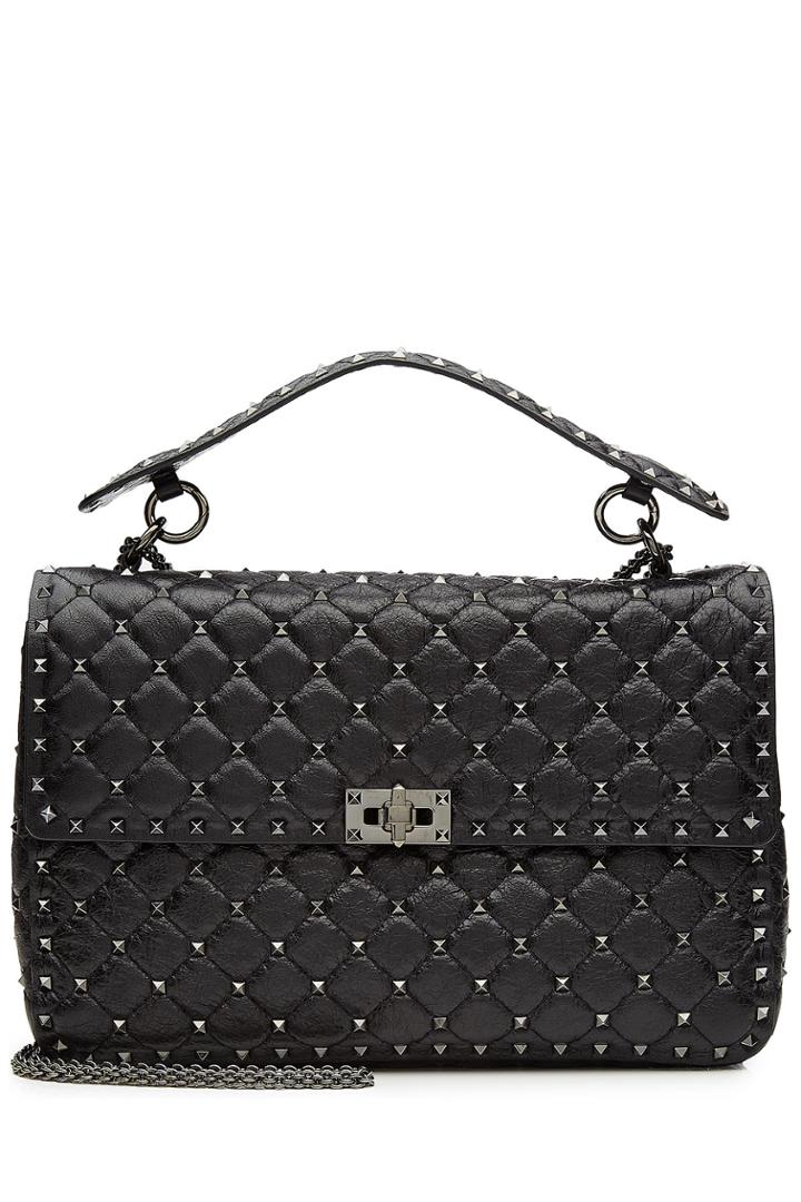 Valentino Valentino Rockstud Large Leather Shoulder Bag - Black