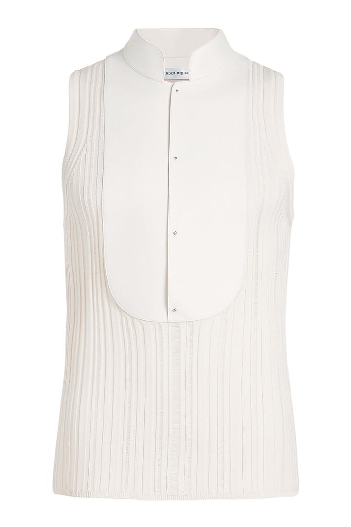 Alexander Mcqueen Alexander Mcqueen Tank Top In Silk And Cotton With Leather