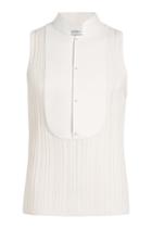 Alexander Mcqueen Alexander Mcqueen Tank Top In Silk And Cotton With Leather