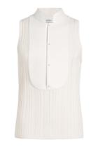 Alexander Mcqueen Alexander Mcqueen Tank Top In Silk And Cotton With Leather