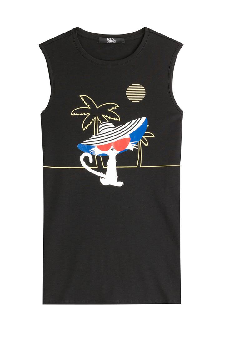 Karl Lagerfeld Karl Lagerfeld Printed Cotton Tank - Black