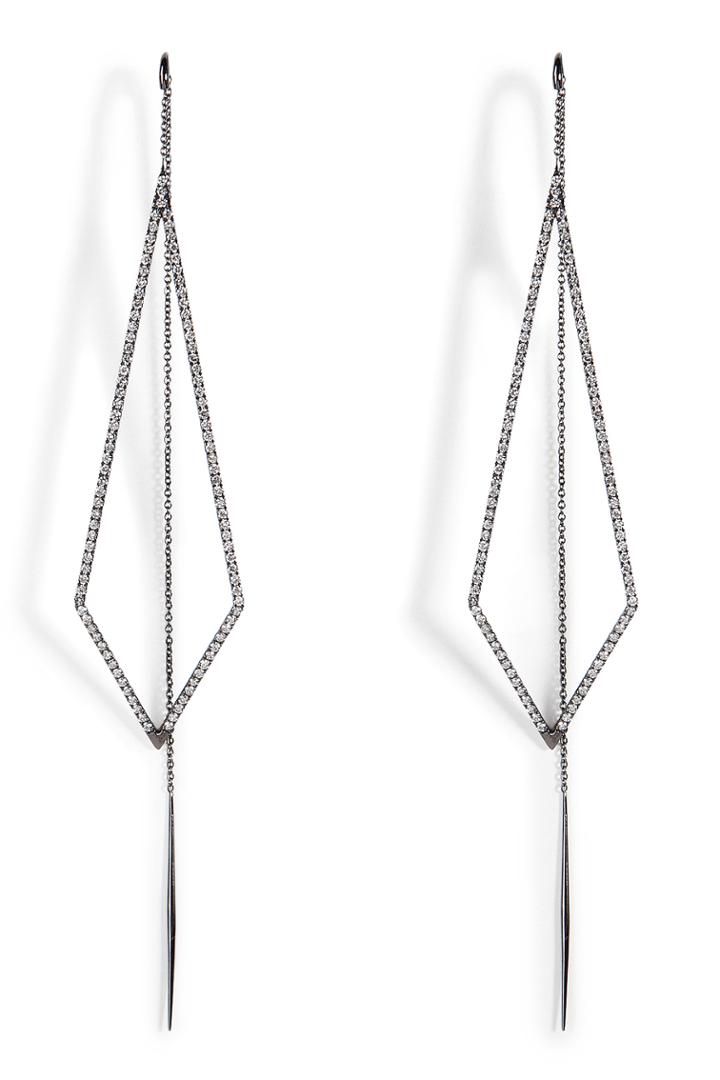Diane Kordas Diane Kordas 18k Black Gold Triangular Drop Earrings - Silver
