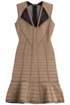 Hervé Léger Hervé Léger Metallic Bandage Dress With Mesh Inserts - Brown