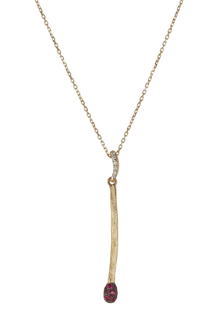 Aur Lie Bidermann Fine Jewelry Aur Lie Bidermann Fine Jewelry 18kt Yellow Gold Plated Necklace With Diamonds And Rubies