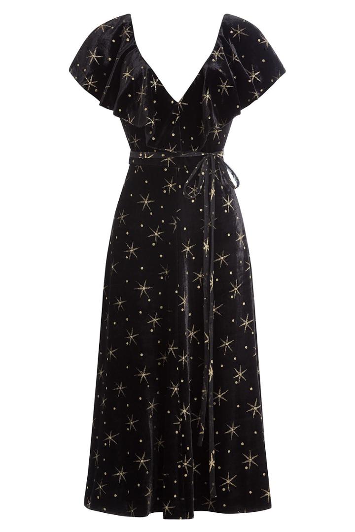 Valentino Valentino Printed Velvet Dress With Silk