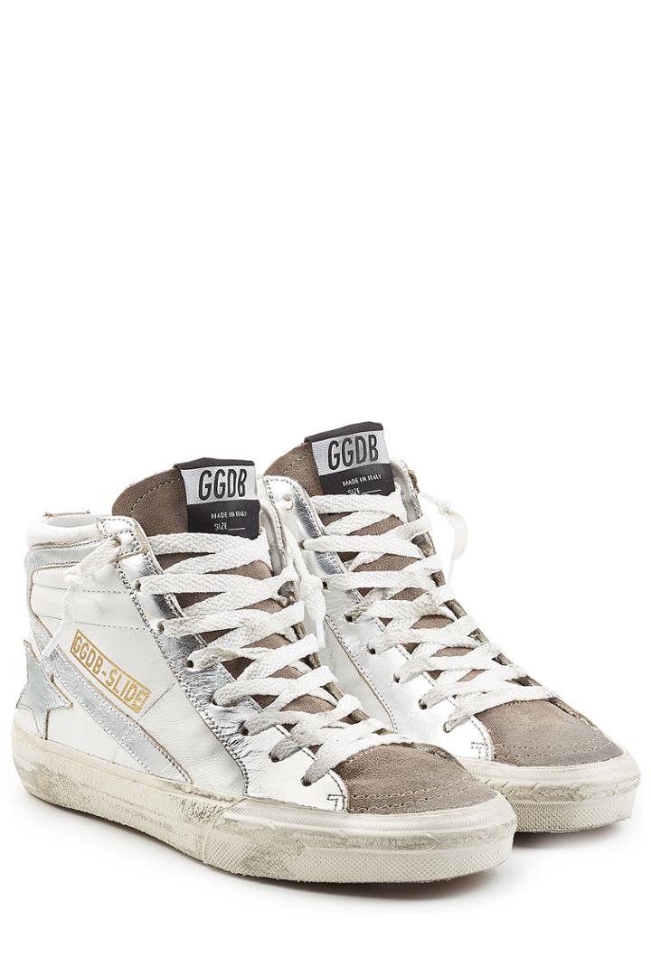 Golden Goose Golden Goose Slide Suede And Leather Sneakers - White