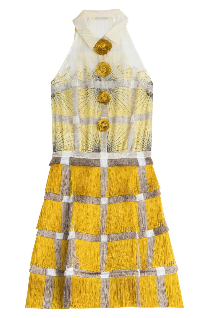 Marco De Vincenzo Silk Dress With Fringe