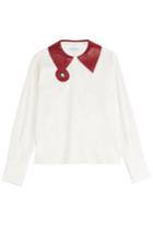 J.w. Anderson J.w. Anderson Crepe Blouse With Leather Collar - White