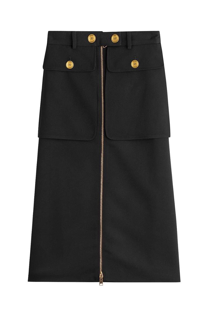 Alexander Mcqueen Alexander Mcqueen Zipped Virgin Wool Skirt With Silk