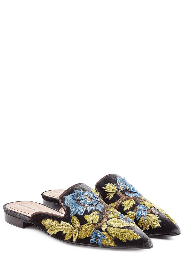 Alberta Ferretti Alberta Ferretti Embroidered Velvet Mules - Multicolor