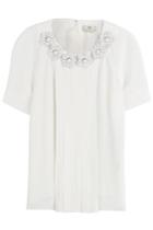 Fendi Fendi Floral Embellished Crepe Sable Blouse