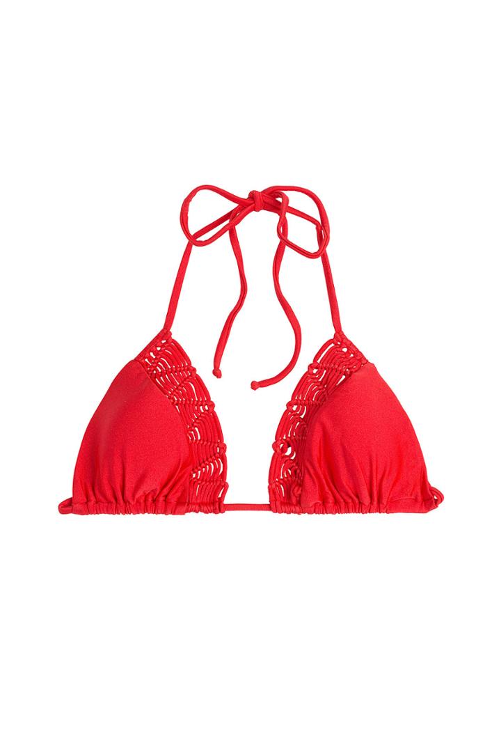 Luli Fama Luli Fama Pineapple Fields Triangle Bikini Top With Cut-out Detail - Red