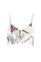 Preen Preen Cropped Top With Bead Embellished Fringe - White