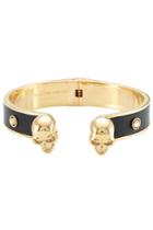 Alexander Mcqueen Alexander Mcqueen Embellished Leather Cuff Bracelet - Gold