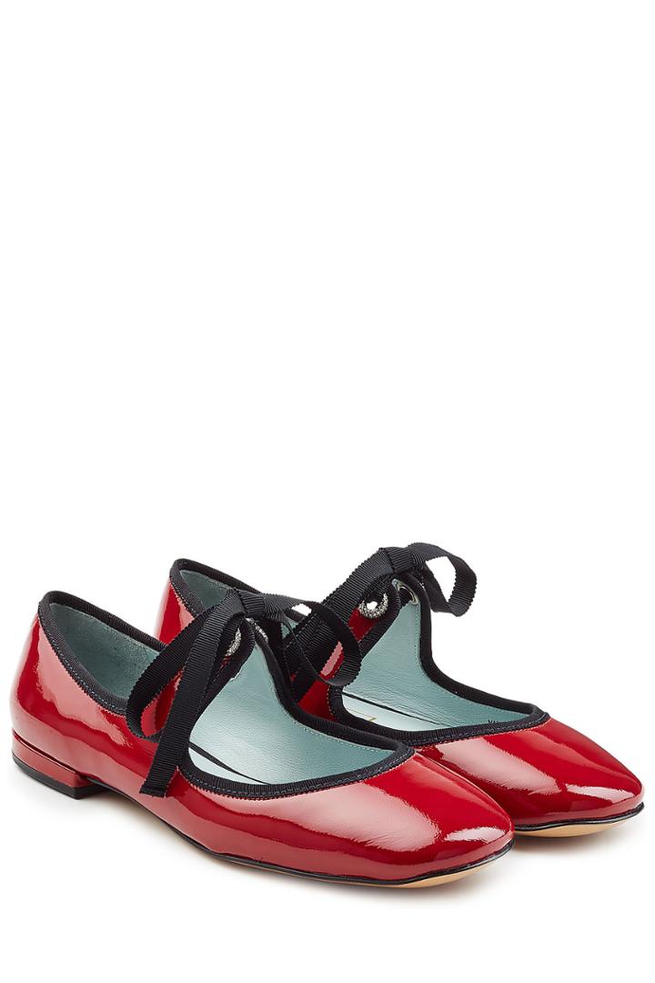 Marc Jacobs Marc Jacobs Lisa Mary Jane Patent Leather Ballerinas - Red