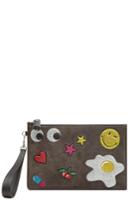 Anya Hindmarch Anya Hindmarch Suede Clutch With Glitter Appliqués