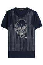 Alexander Mcqueen Alexander Mcqueen Embroidered Cotton T-shirt - Blue