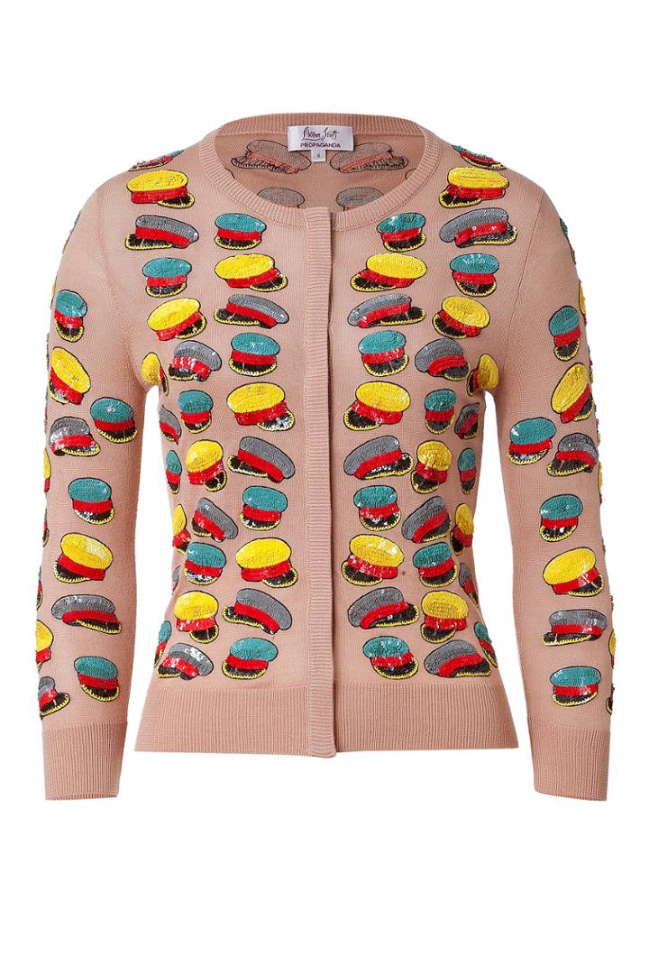 L'wren Scott L'wren Scott Blush-multi Sequined Hat Cashmere-blend Cardigan
