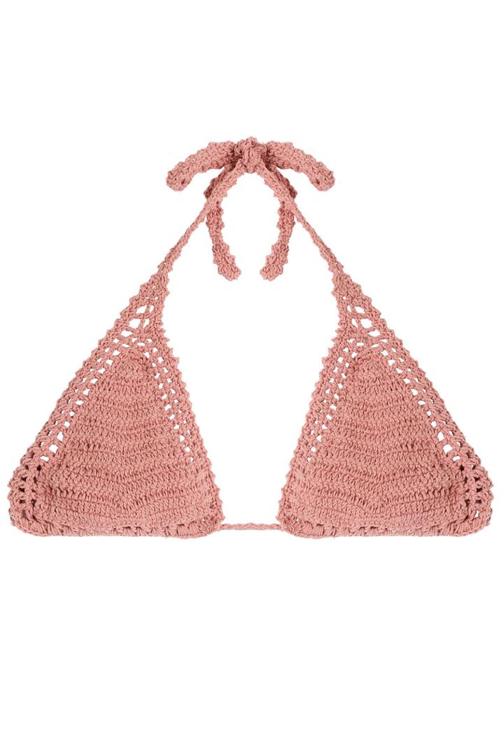 She Made Me She Made Me Crochet Triangle Bikini Top - Pink