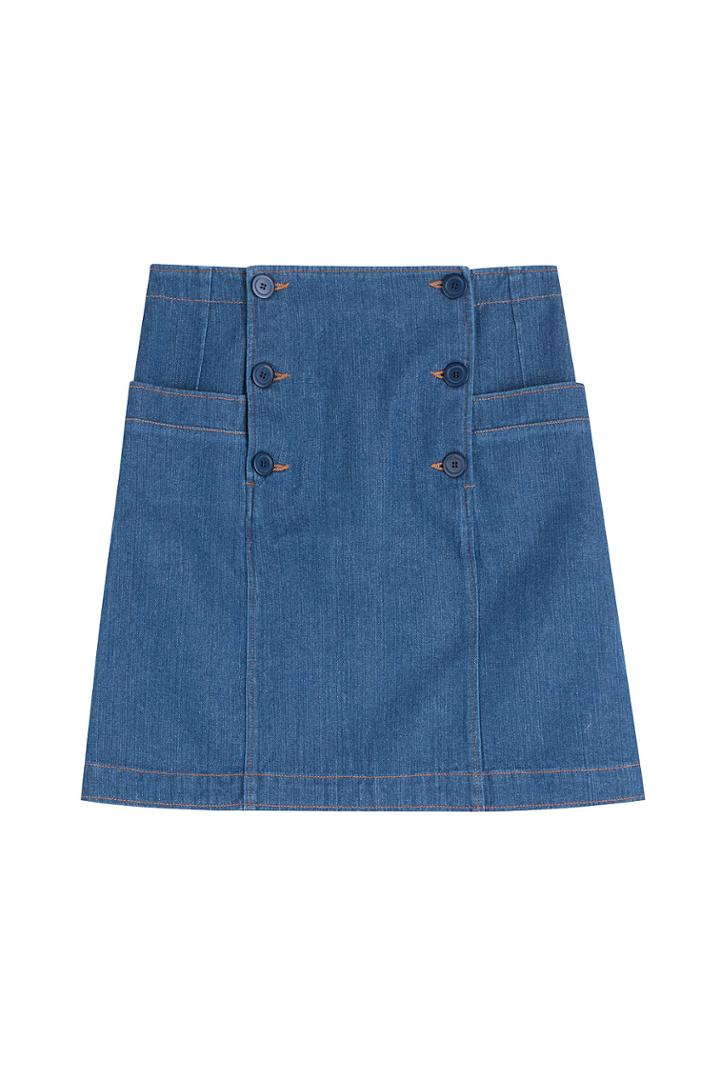 A.p.c. A.p.c. Button Front Denim Skirt - Blue