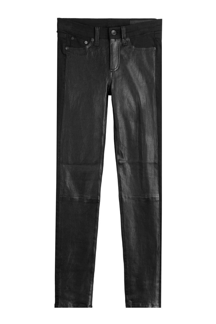 Rag & Bone Rag & Bone Leather Coated Skinny Jeans - Black