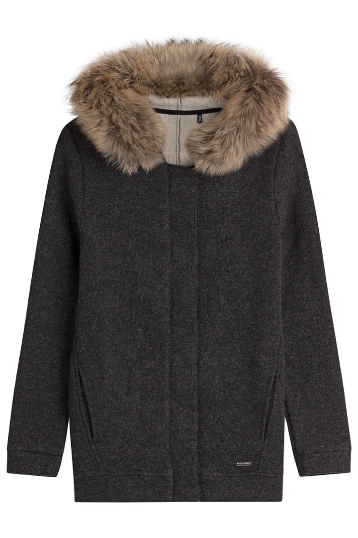 Woolrich Woolrich Cardigan With Wool And Cotton And A Fur-trimmed Hood - None