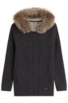 Woolrich Woolrich Cardigan With Wool And Cotton And A Fur-trimmed Hood - None