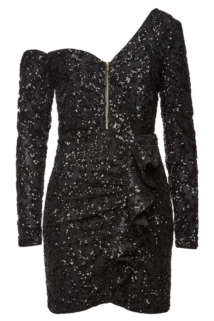 Self-portrait Self-portrait Sequin Mini Dress With Ruffles
