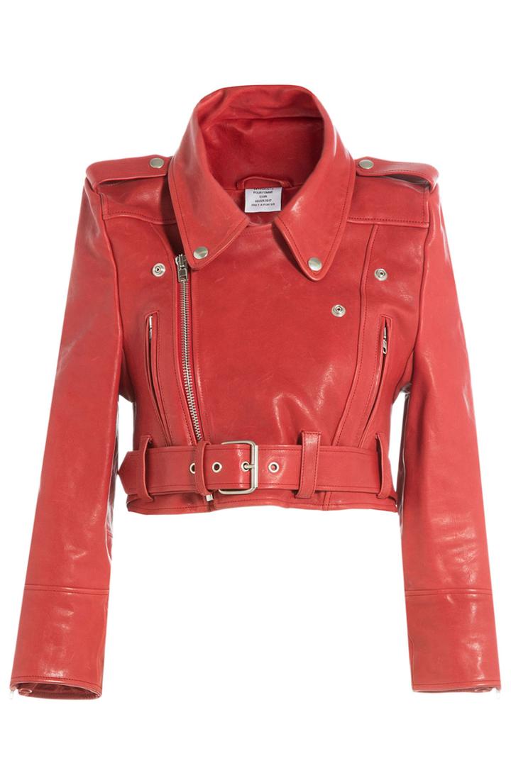 Vetements Vetements Cropped Leather Biker Jacket - Red