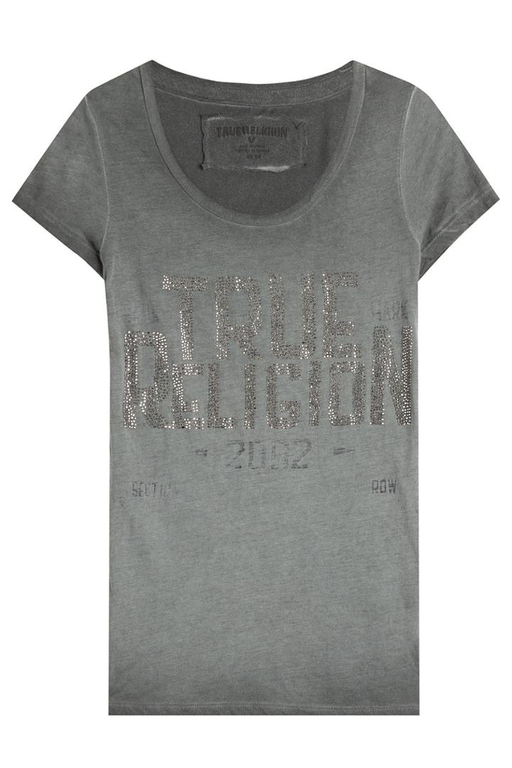 True Religion True Religion Embellished Cotton Blend T-shirt - Black