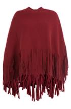 Burberry Prorsum Wool Cape With Fringed Trim